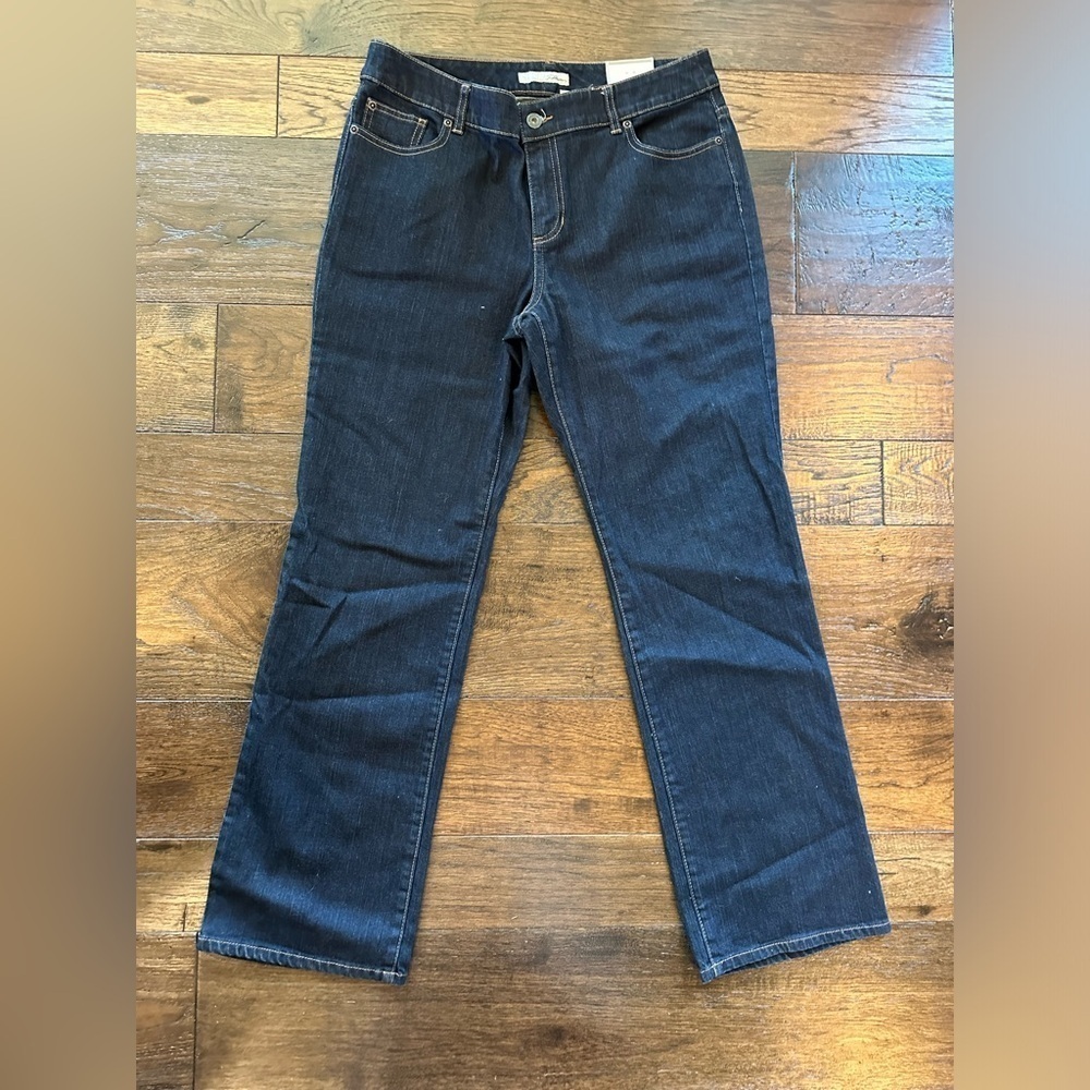 Chico’s Platinum Bootcut Dark Blue Denim Jeans- size 2